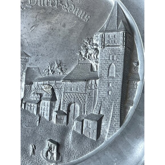 Pewter Plate Nürnberg Albr. Dürer Haus Design 9" D Artists Wall Plate Gift - Picture 5 of 12